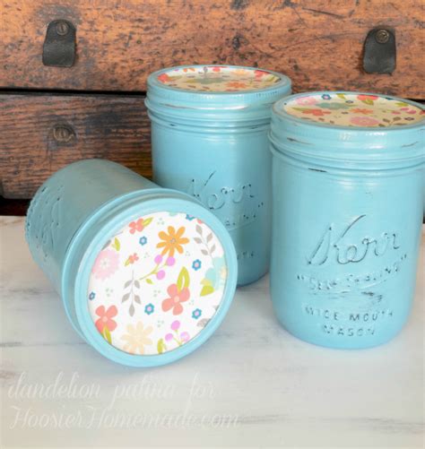 Chalk Paint Mason Jars Dandelion Patina