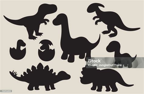 Dinosaur Silhouette Set Stock Illustration Download Image Now