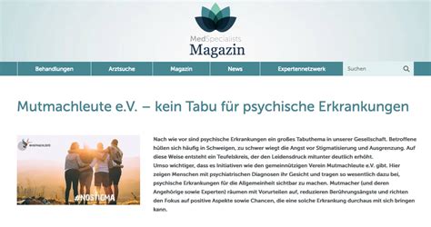 Med Specialists Kein Tabu F R Psychische Erkrankungen Mutmachleute