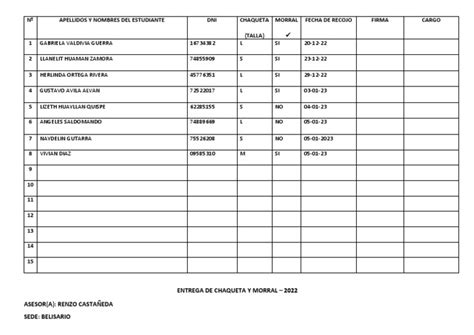 Formato De Entrega De Kit Pdf