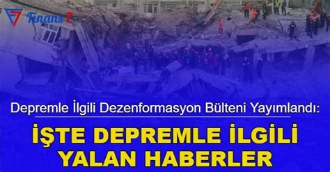 Depremle ilgili Dezenformasyon bülteni yayımlandı İşte depremle ilgili