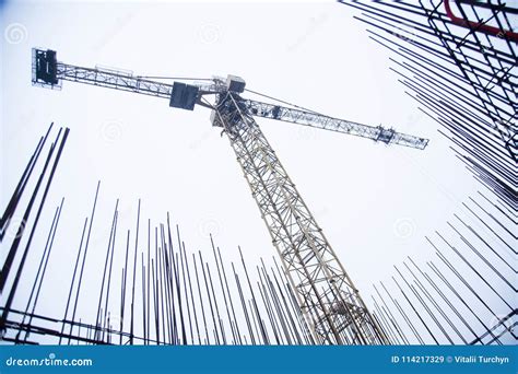 Colunas Concretas No Canteiro De Obras Industrial Constru O Do Arranha