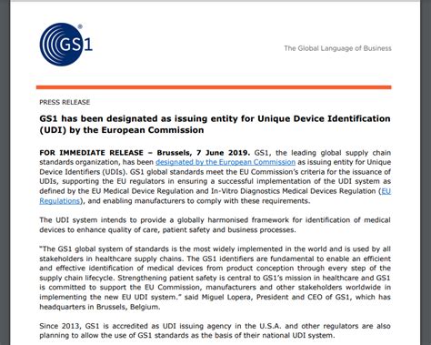 Gs Has Been Designated As An Issuing Entity For Unique Device