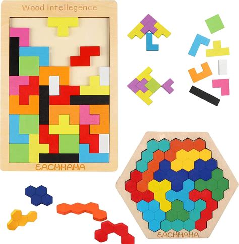 Amazon Eachhaha Russian Block Puzzles Hexagon Wooden Puzzles