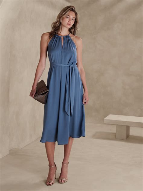 Halter Silky Midi Dress Banana Republic Factory