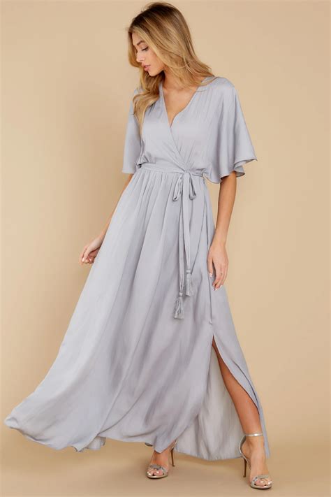 Cross My Heart Light Ash Grey Maxi Dress Pretty Maxi Dress Grey Maxi