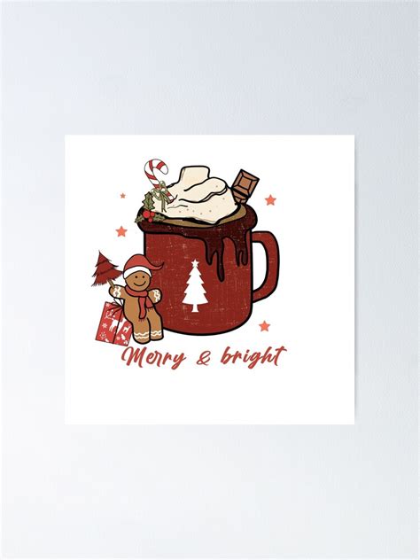 Hot Cocoa Merry And Bright Cookie Poster For Sale By Cutedream Redbubble