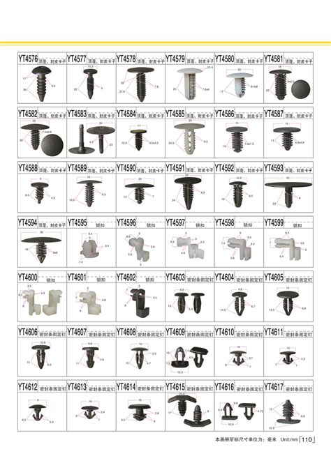 Plastic Fasteners List