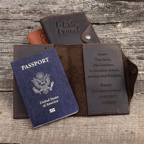 Personalized Leather Passport Holder Mens Travel Wallet Etsy