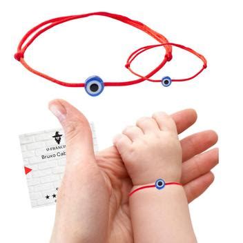 Kit 2 Pulseiras Olho Grego Mamãe Bebê Vermelha Amuleto Proteção