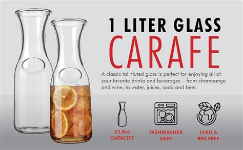 1 Liter Glass Carafe Drink Pitcher And Elegant Wine Carafe Decanter Carafe Set Of