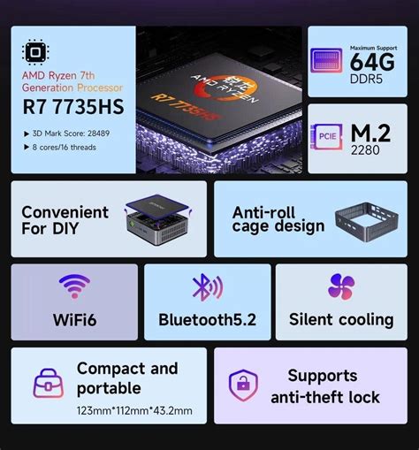 Gmktec K2 Mini Pc Amd Ryzen 7 7735hs 8c 16t Ddr5 16 32gb 512gb 1tb Ssd Window 11 Pro Bt5 2 Wifi6