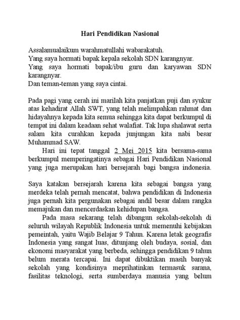 Pidato Hari Pendidikan Nasional Pdf