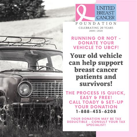 United Breast Cancer Foundation Hosting Car Donation Drive United