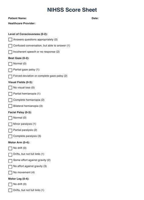 Nih Stroke Scale Score Card Infoupdate Org