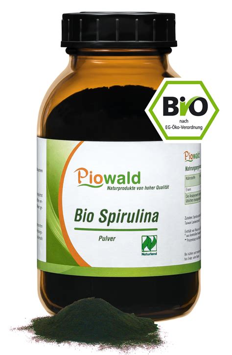 Bio Spirulina Pulver 250g Im Braunglas Naturland PIOWALD GmbH