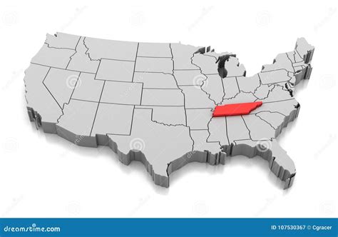 Map of Tennessee State, USA Stock Illustration - Illustration of american, state: 107530367