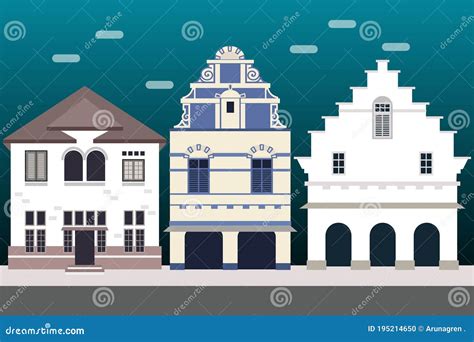 Vector Illustration Of Colonial Building Set Stock Vector