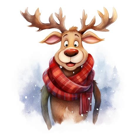 Premium Ai Image Rudolph The Reindeer Is Wearing A Scarf And Smiling