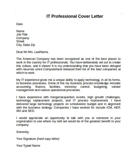 8 Information Technology Cover Letter Templates To Download Sample Templates