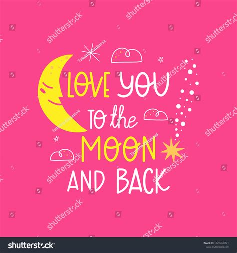 Love You Moon Back Handdrawn Vector Stock Vector Royalty Free 1825450271 Shutterstock