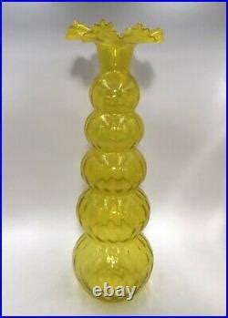 Rare Vintage Mid Century Modern Empoli Art Glass Vase S Ex Italy