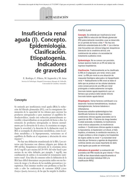 PDF 18 001 Insuficiencia Renal Aguda I Concepto Epidemiología