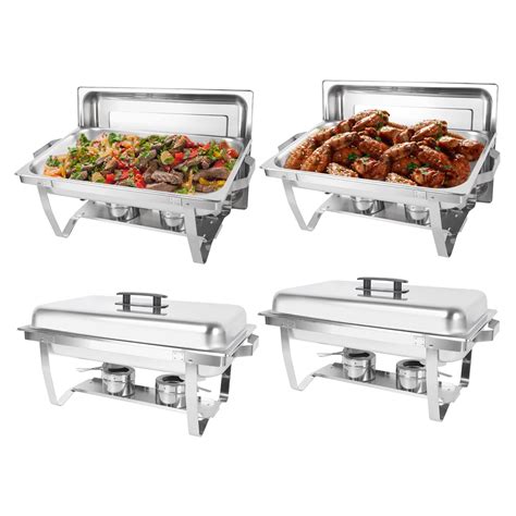 Imacone 4 Pack Chafing Dish Buffet Set 8qt Stainless Steel Rectangular