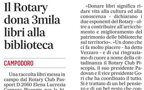 Il Rotary Dona Mila Libri Alla Biblioteca Rotary Club Passport