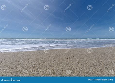 Sea With Waves In The Foreground On The Shoreline Stock Photo Image