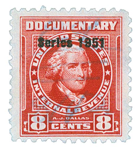 R566 1951 8c Us Internal Revenue Stamp Watermark Perf 11 Carmine