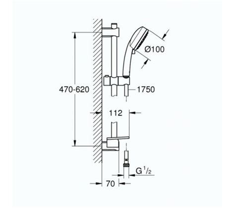 Grohe Ensemble De Douche 2 Jets Avec Barre Vitalio Comfort 100 Chromé