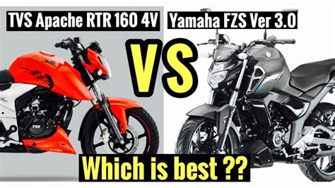 Yamaha FZS V3 VS TVS Apache RTR 160 4v Detailed Comparision YouTube