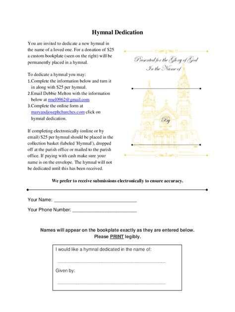 Fillable Online Hymnal Dedication Form Home Unitarian Universalist