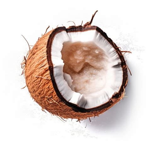 Layered Imagery Of Half Open Coconut Realistic And Detailed Rendering