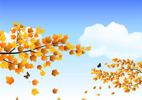 Autumn Leaves Against A Background Of Blue Sky 6917549 Vector Art At