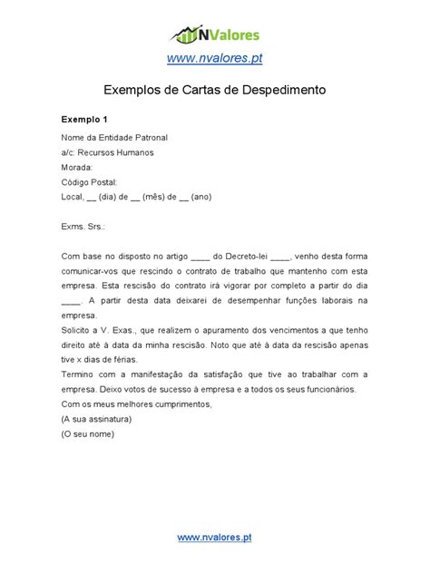 Carta Despedimento Banco De Horas Estatuto