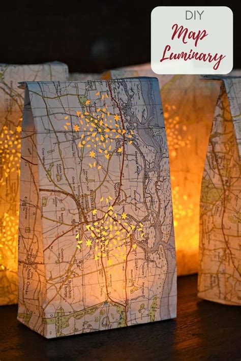 Easy Diy Paper Lantern Luminary Bags With Old Maps Pillar Box Blue