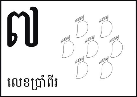 កាត លេខខ្មែរ ពីលេខ១ ដល់លេខ៣១ (សខ្មៅ) – Rermork Digital Library
