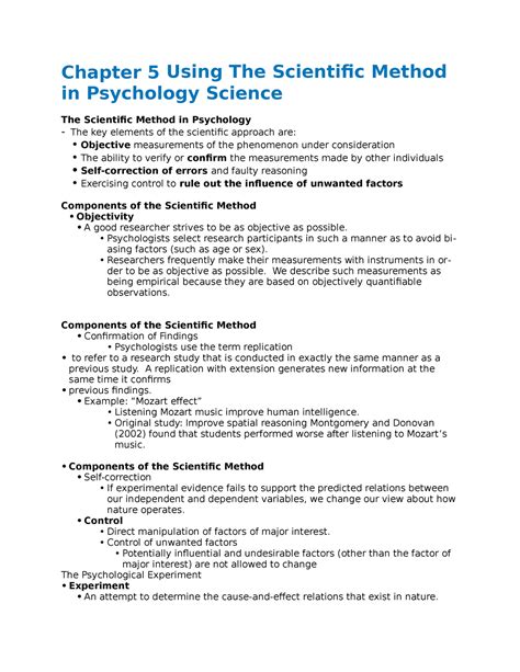 Chapter 5 Using The Scientific Method In Psychology Science