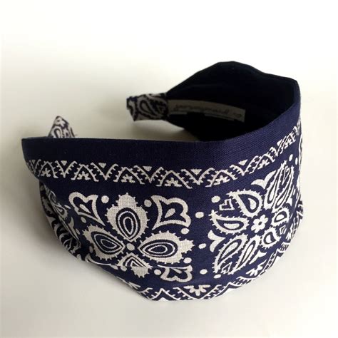 Blue Hair Bandana Headband Vintage Made In Usa Blue Bandana Color