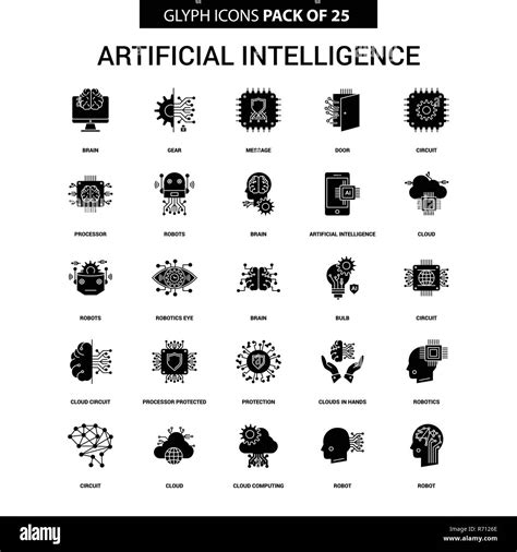 Artificial Intelligence Glyph Vector Icon Set Stock Vector Image Art