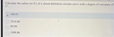 Solved Calculate the radius (in ft.) of a chord-definition | Chegg.com