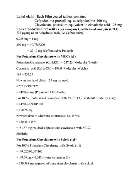 Cefpodoxime Proxetil And Potassium Clavulanate Calculation By Bishnu Adhikari Pdf