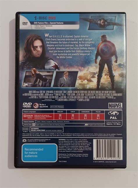 Captain America The Winter Soldier Dvd Region 4 Gc Marvel Action Free