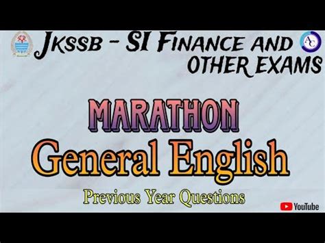 General English Pyqs Cum Revision Session Jkssb Finance Si Youtube