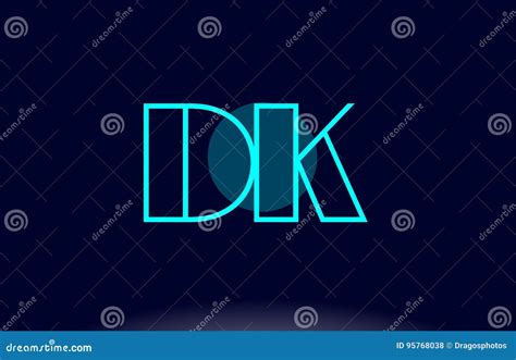 Dk D K Blue Line Circle Alphabet Letter Logo Icon Template Vector