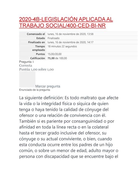 Examen DE Legislacion Aplicada 2020 4B LEGISLACIÓN APLICADA AL