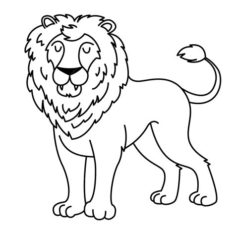 vector hand drawn lion outline illustration