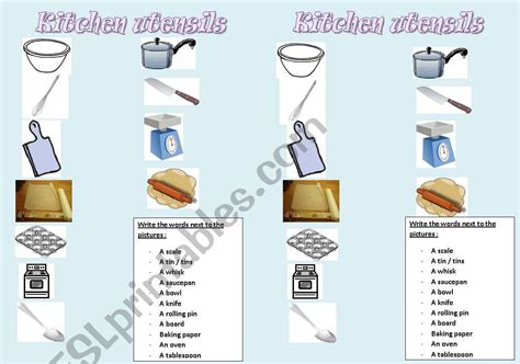 Kitchen Utensils Esl Worksheet By Missteacher